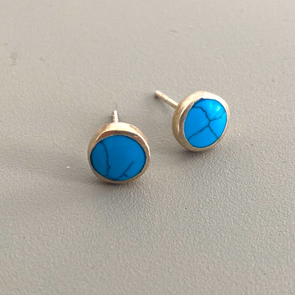 Real turquoise sterling silver studs